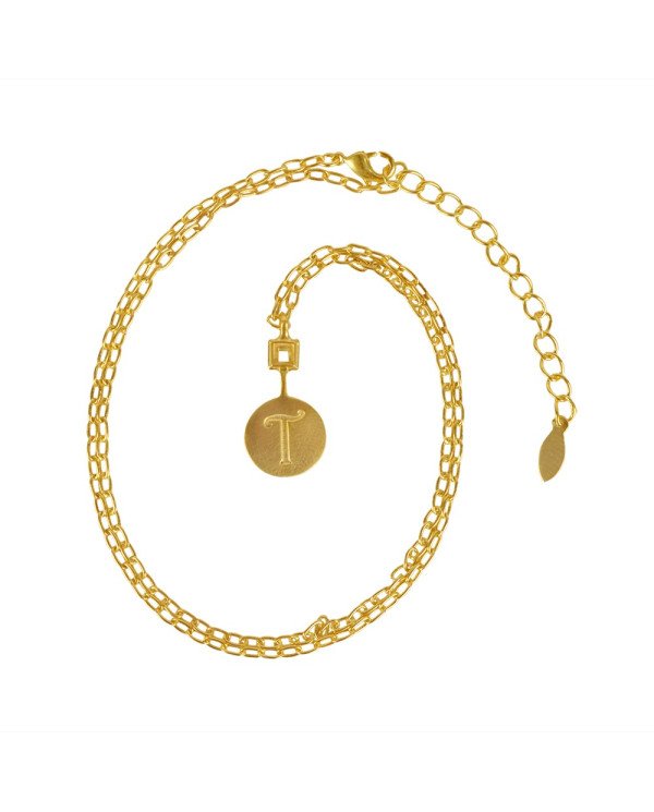 Alphabet "T" Brass Necklace Pendant| Jewels Artisan
