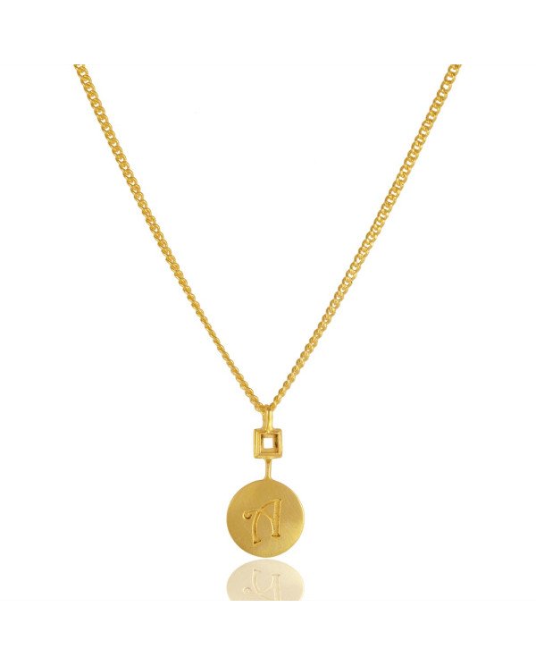 Alphabet "A" Brass Necklace Pendant| Jewels Artisan