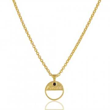 Black Onyx Gemstone Gold Plated Brass Pendant| Jewels Artisan