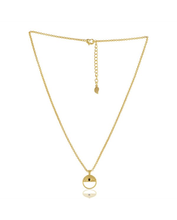 Black Onyx Gemstone Gold Plated Brass Pendant| Jewels Artisan