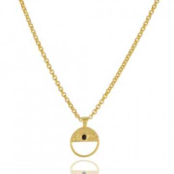 Black Onyx Gemstone Gold Plated Brass Pendant| Jewels Artisan