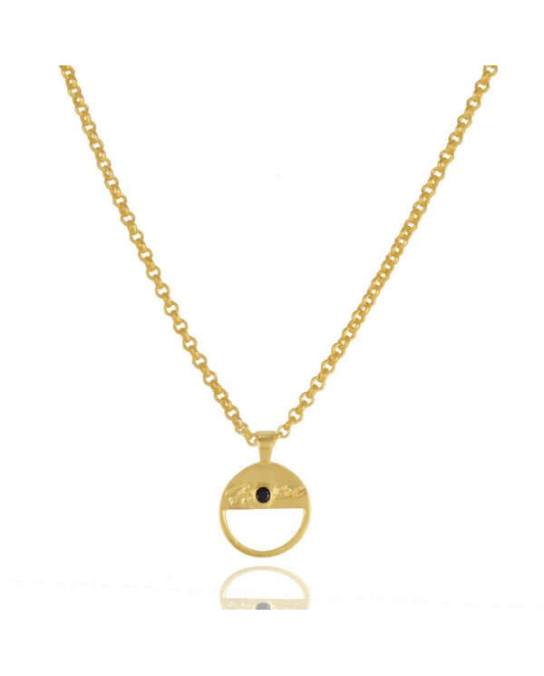 Black Onyx Gemstone Gold Plated Brass Pendant| Jewels Artisan