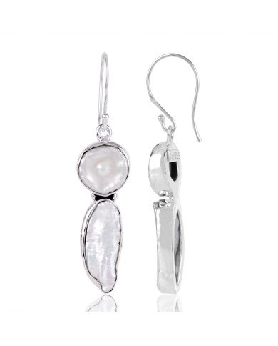 Natural Pearl And Biwa Pearl Gemstone 925 Sterling Silver Earring| Jewels Artisan