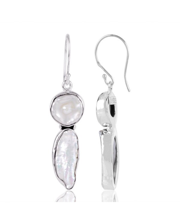Natural Pearl And Biwa Pearl Gemstone 925 Sterling Silver Earring| Jewels Artisan