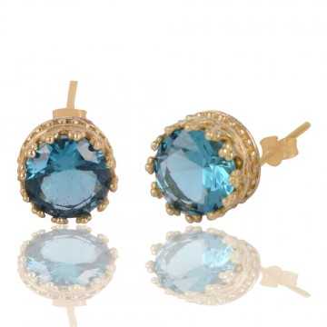 Blue Swarovski Glass Yellow Gold Plated Fashion Earring| Jewels Artisan