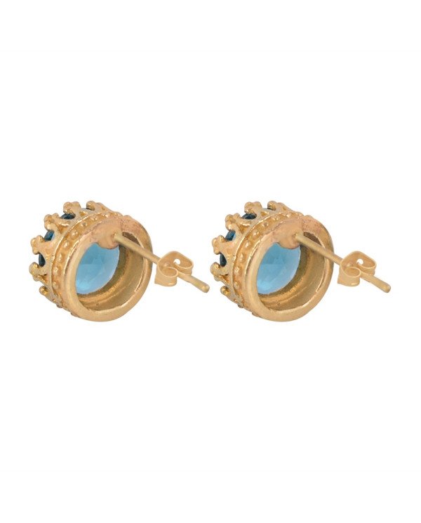 Blue Swarovski Glass Yellow Gold Plated Fashion Earring| Jewels Artisan