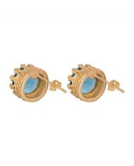 Blue Swarovski Glass Yellow Gold Plated Fashion Earring| Jewels Artisan