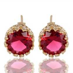 Red Swarovski Glass Yellow Gold Plated Fashion Earring| Jewels Artisan