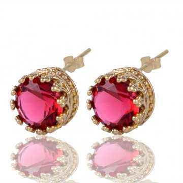 Red Swarovski Glass Yellow Gold Plated Fashion Earring| Jewels Artisan