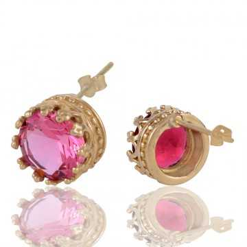 Red Swarovski Glass Yellow Gold Plated Fashion Earring| Jewels Artisan