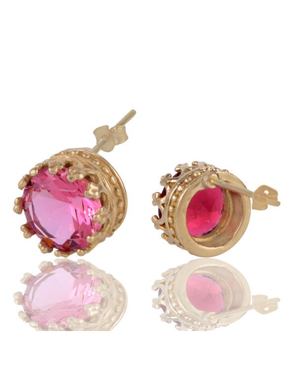 Red Swarovski Glass Yellow Gold Plated Fashion Earring| Jewels Artisan