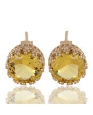 Yellow Swarovski Glass Gold Plated Fashion Designer Stud Earring| Jewels Artisan
