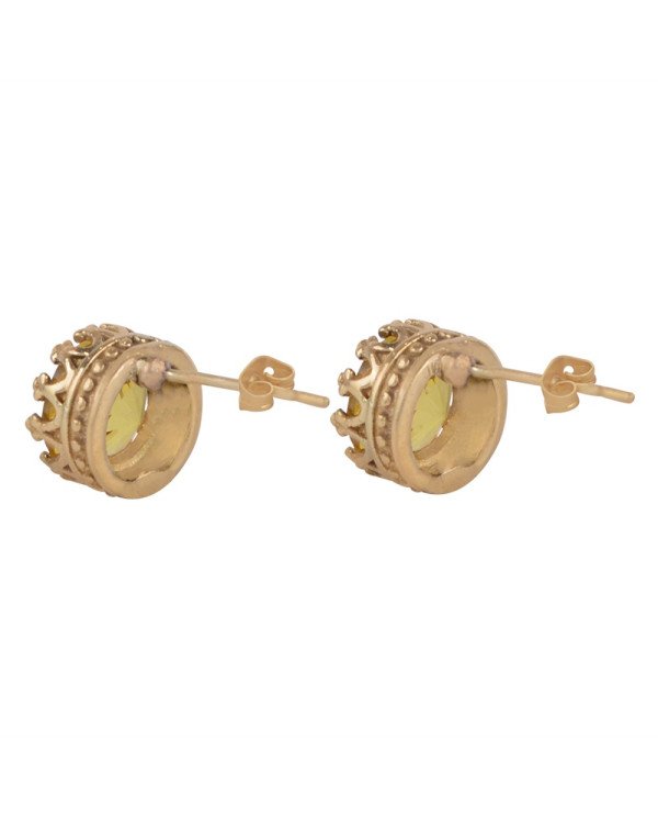 Yellow Swarovski Glass Gold Plated Fashion Designer Stud Earring| Jewels Artisan