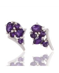 Natural Amethyst Gemstone 925 Sterling Silver Earring| Jewels Artisan