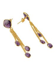 Amethyst Color Stone Gold Plated Silver Earring| Jewels Artisan