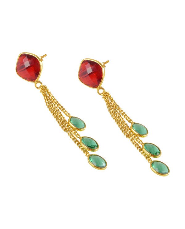 Two Color Stone 925 Sterling Silver Earring| Jewels Artisan