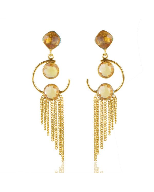 Citrine Color Stone 925 Sterling Silver Earring| Jewels Artisan