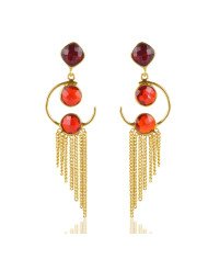 Natural Red Color Stone 925 Sterling Silver Earring| Jewels Artisan