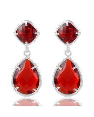 Natural Red Color Stone 925 Sterling Silver Earring| Jewels Artisan