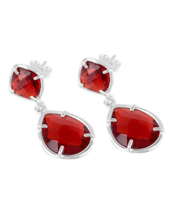 Natural Red Color Stone 925 Sterling Silver Earring| Jewels Artisan
