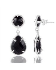 Natural Black Color Stone 925 Sterling Silver Earring| Jewels Artisan