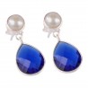Fresh Water Pearl And Blue Stone 925 Sterling Silver Earring| Jewels Artisan