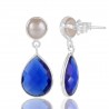 Fresh Water Pearl And Blue Stone 925 Sterling Silver Earring| Jewels Artisan