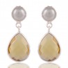 Pearl And Yellow Stone 925 Sterling Silver Earring| Jewels Artisan