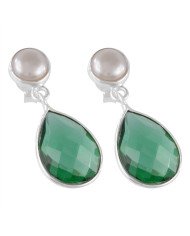 Natural Pearl And Green Quartz 925 Sterling Silver Earring| Jewels Artisan