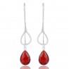 Red Stone Earring 925 Sterling Silver Dangle Drop Infinity Earring  