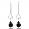 Black Stone Gemstone 925 Sterling Silver Dangle Drop Infinity Earring