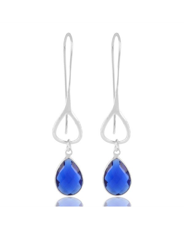 Premium Grade Blue Stone 925 Sterling Silver Dangle Drop Earring