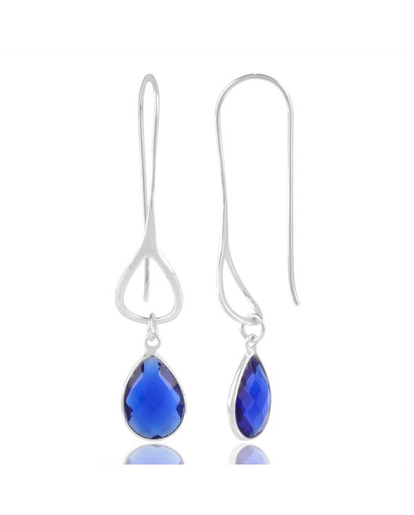 Premium Grade Blue Stone 925 Sterling Silver Dangle Drop Earring