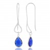 Premium Grade Blue Stone 925 Sterling Silver Dangle Drop Earring