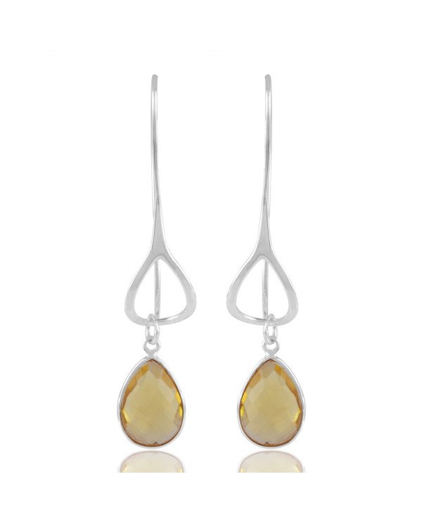 Natural Citrine Color Stone 925 Sterling Silver Earring| Jewels Artisan