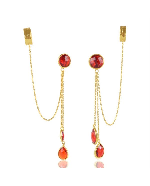 Natural Red Stone 925 Sterling Silver Earring| Jewels Artisan