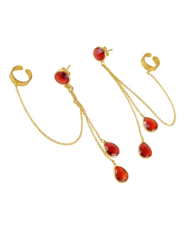 Natural Red Stone 925 Sterling Silver Earring| Jewels Artisan