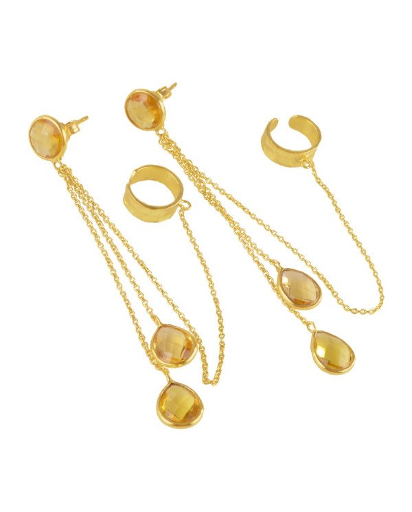 Natural Citrine Color Stone 925 Silver Earring| Jewels Artisan