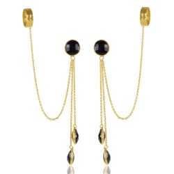 Natural Black Color Quartz 925 Silver Earring| Jewels Artisan