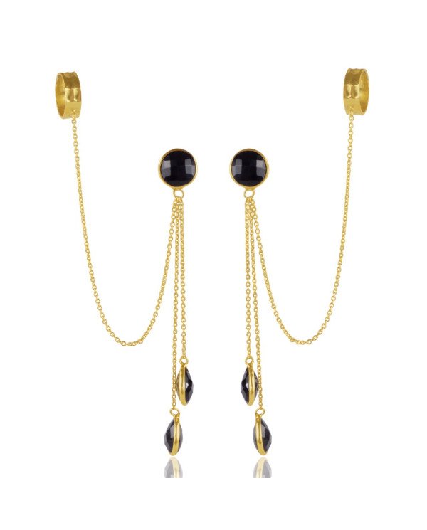 Natural Black Color Quartz 925 Silver Earring| Jewels Artisan