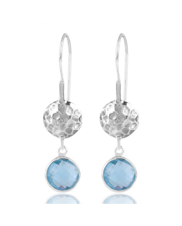 Natural Blue Topaz Color Stone Silver Earring| Jewels Artisan