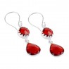 Red Stone Solid Silver Drop Dangle Earring| Jewels Artisan