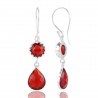 Red Stone Solid Silver Drop Dangle Earring| Jewels Artisan