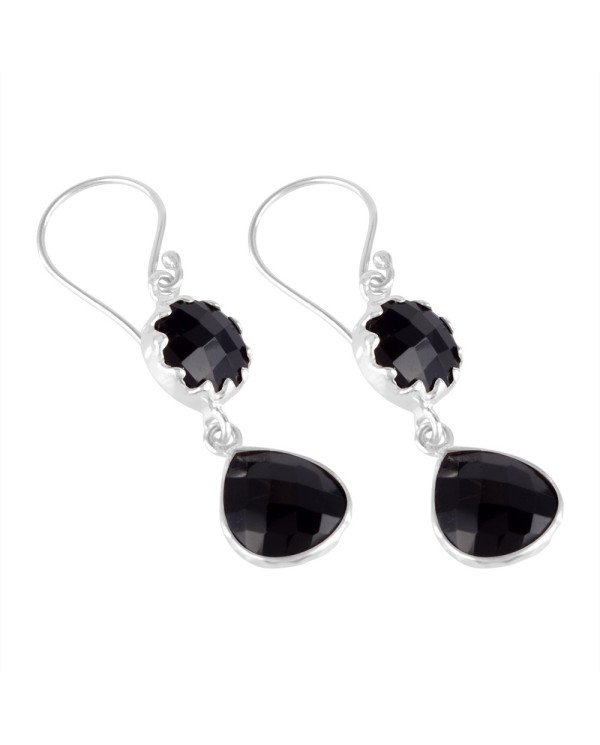 Black Quartz 925 Sterling Silver Earring| Jewels Artisan
