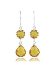 Perfect Pair Yellow Quartz Sterling Silver Earrings