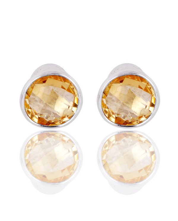Citrine Gemstone Solid Silver Stud Earring| Jewels Artisan