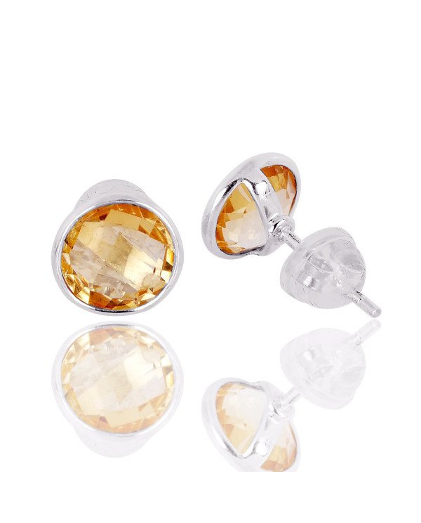Citrine Gemstone Solid Silver Stud Earring| Jewels Artisan