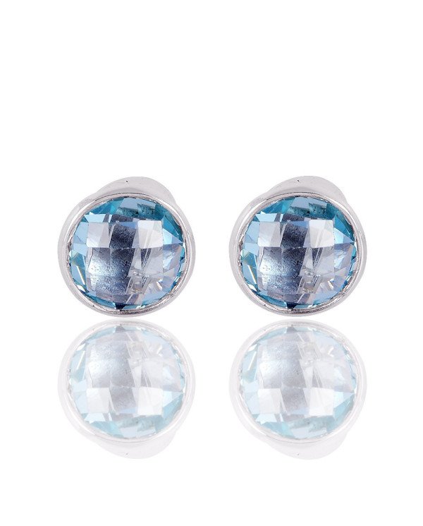 Natural Sky Blue Topaz Gemstone Solid Silver Stud Earring| Jewels Artisan