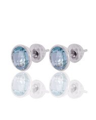 Natural Sky Blue Topaz Gemstone Solid Silver Stud Earring| Jewels Artisan