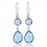 Natural Blue Topaz Gemstone Sterling Silver Dangling drop Earring.